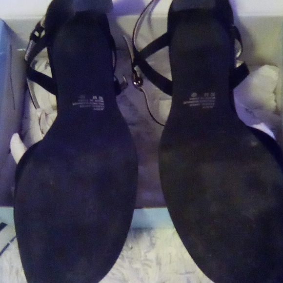NWT Strappy Black SATIN Heels With Ankle Strap And Buckle - Picture 4 of 11